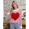 thumbnail image 6 of Cogild Women Cute Heart Sweaters Casual Crew Neck Pullover Cable Knitted Striped Color Long Sleeve Sweaters for Womens, 6 of 7