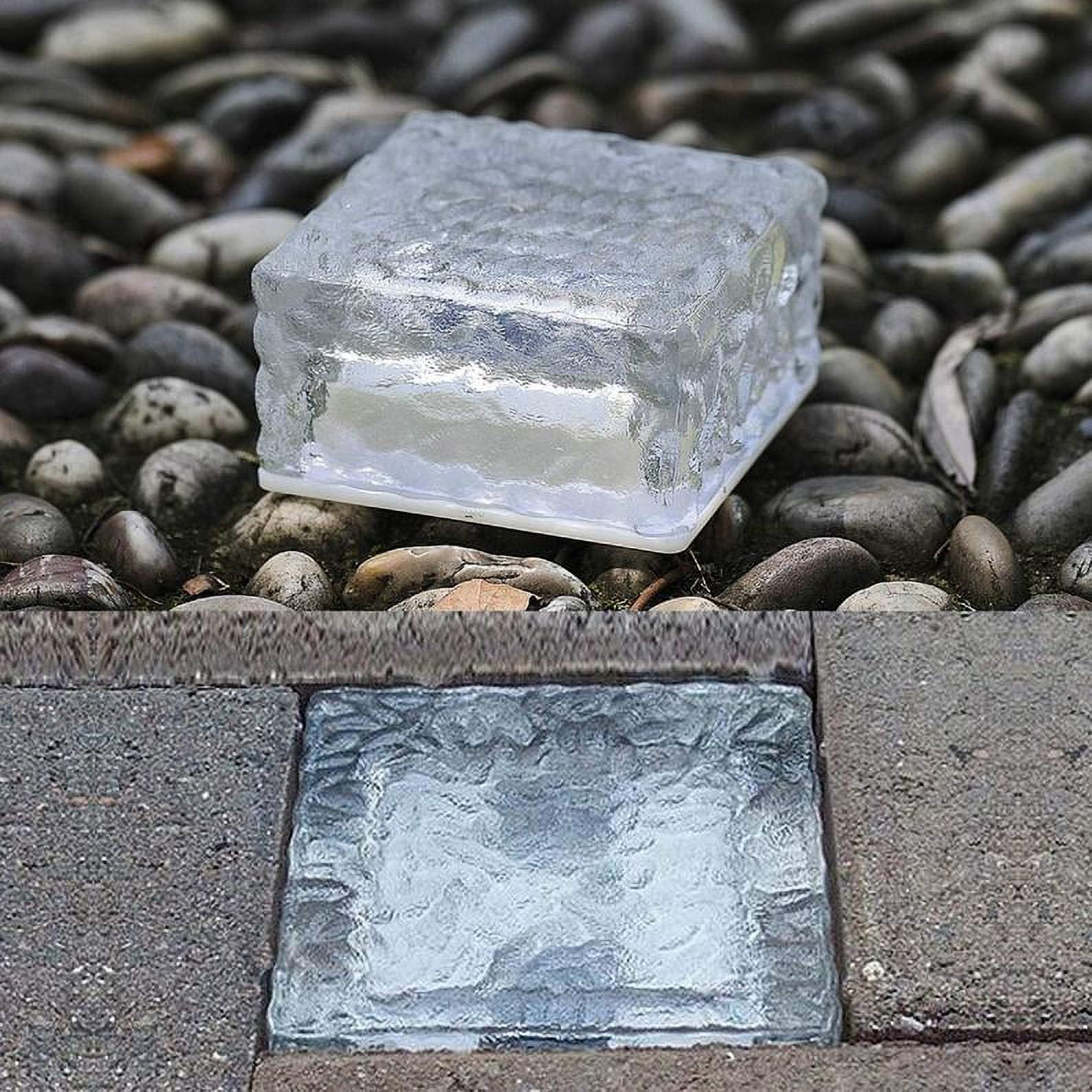 Epicgadget Solar Ice Cube Shaped Light, 4x4x2.15 Inch Ice Cube Shaped Brick Warm White Outdoor Solar Garden Decorative Lights for Walkway Pathway Backyard Christmas Decoration Parties (4 Pieces)