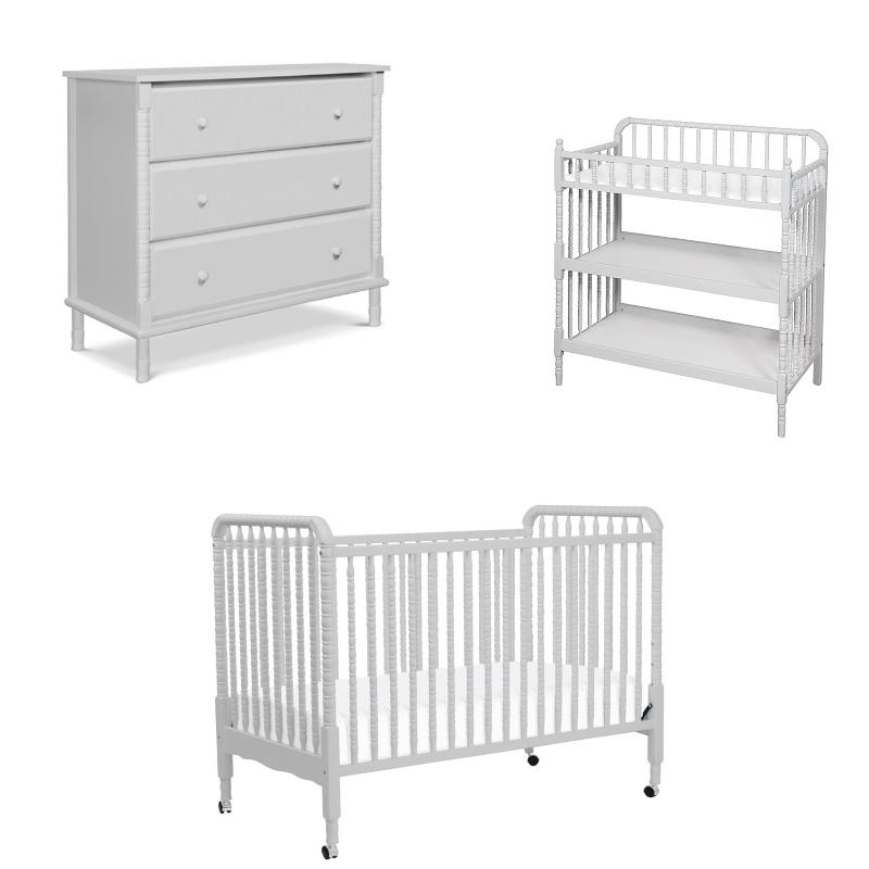 3 in 1 Convertible Crib Set with Matching Changing Table and Dresser in Fog Gray