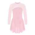 thumbnail image 1 of Sxiwei Kids Girls Long Sleeve Mesh Splice Figure Skating Dress with Rhinestone Keyhole Back Gymnastic Pink 10, 1 of 5