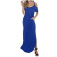 thumbnail image 2 of Gaecuw Maxi Dresses for Women Off Shoulder Neck Short Sleeve Cold Shoulder Sleeve Ankle Length Swing Beach Dresses Trendy Dresses Going Out Dresses Casual Summer Dresses Solid Vacation Dresses, 2 of 7
