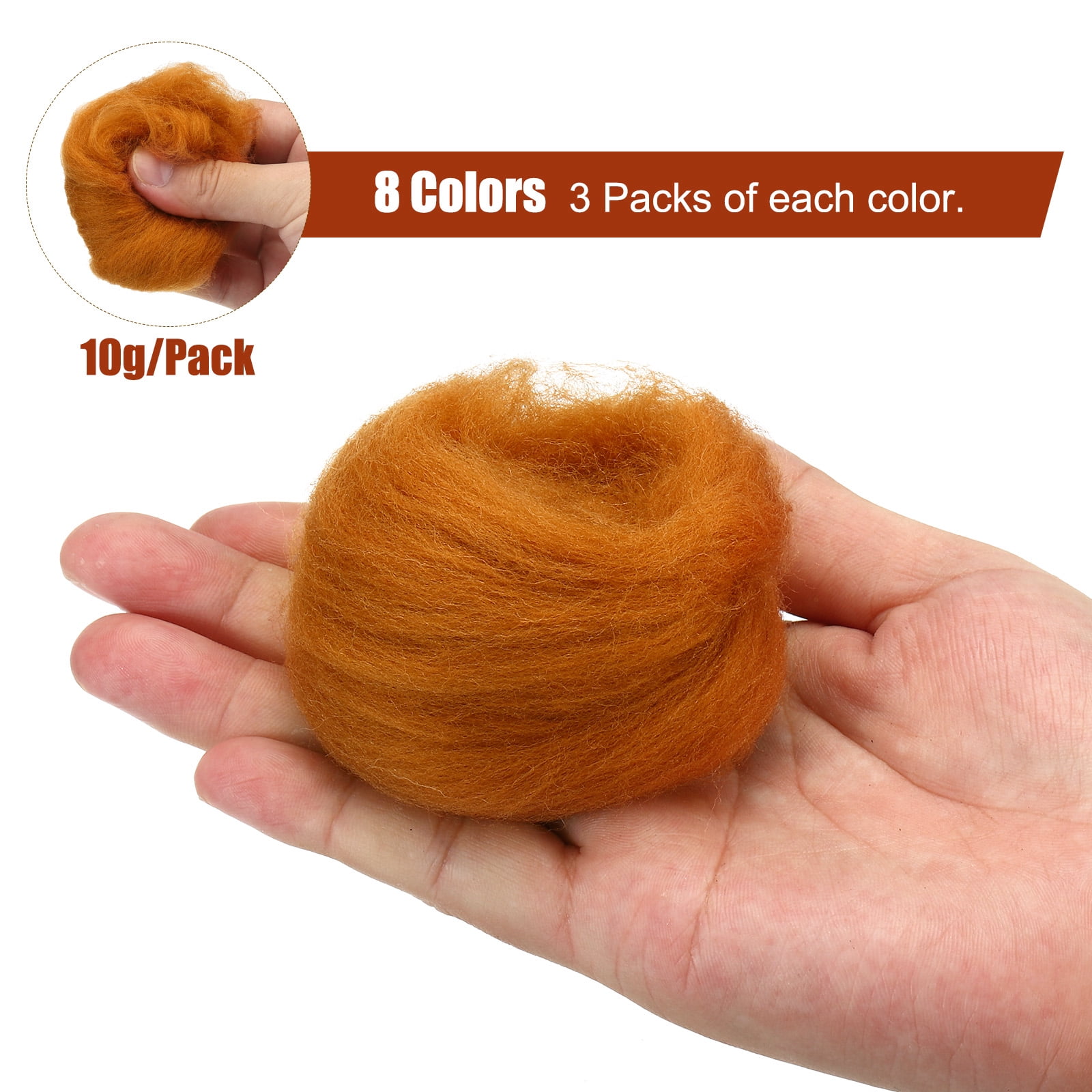 8.5 Oz Needle Felting Wool  9 Colors Fibre Wool Yarn Needle Felting Hand for Wool Felting Yarn Supplies ,10g/pack