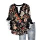 thumbnail image 2 of Tejiojio Women's Casual Printed Top Lace Trim V-Neck 3/4 Sleeves Button Down Fashionable Daily Wear, 2 of 6
