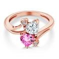 thumbnail image 3 of Gem Stone King 18K Rose Gold Plated Silver White Moissanite Pink Mystic Topaz and White Lab Grown Diamond Ring for Women (1.78 Cttw, Heart Shape 6MM, Gemstone Birthstone, Size 9), 3 of 6