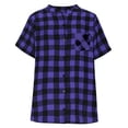 thumbnail image 3 of ZUKMRJPC Womens Summer Tops V Neck Button Down Short Sleeve Checkered Shirts Loose Fit Casual Lightweight Gingham Plaid Tunic Shirts, 3 of 6