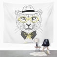 thumbnail image 2 of UFAEZU Accessories Portrait Cheetah Boy Hipster White Baby Beautiful Bow Cat Chic Wall Art Hanging Tapestry Home Decor for Living Room Bedroom Dorm 60x80 inch, 2 of 2