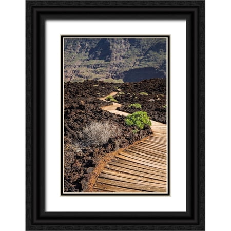 Bibikow, Walter 17x24 Black Ornate Wood Framed with Double Matting Museum Art Print Titled - Canary Islands-El Hierro Island-Las Puntas-La Maceta-coastal walkway