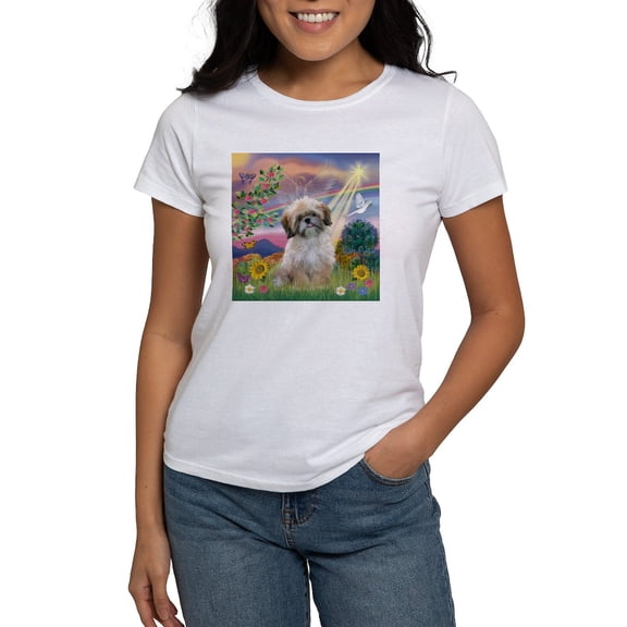 CafePress - Cloud Angel & Shih Tzu Women's T Shirt - Women's Classic T-Shirt