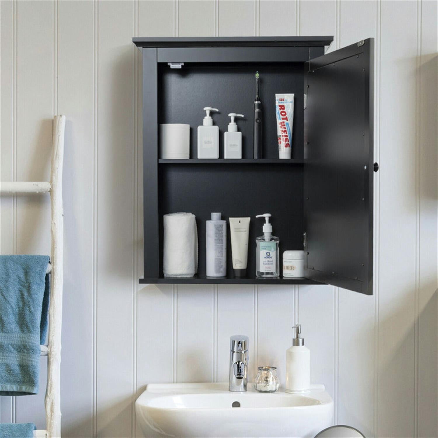 Demi Bonn Bathroom Wall Cabinet, Wall Mounted Bathroom Mirror Cabinet, Bathroom Wall Mounted Storage Mirror Medicine Storage with Adjustable Shelf, Black