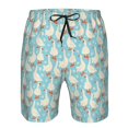 thumbnail image 3 of Balery White Geese and Flower Traje de Baño Estilo Hawaiano para Hombre, Shorts de Secado Rápido con Bolsillos-Small, 3 of 6