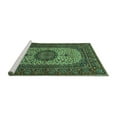 thumbnail image 2 of Ahgly Company Machine Washable Indoor Round Medallion Turquoise Blue Traditional Area Rugs, 3' Round, 2 of 4