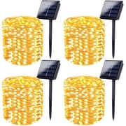 OBOSOE 4-Pack Each 72FT 200 LED Solar String Lights, Extra-Bright Solar Outdoor Lights with 8 Lighting Modes, Waterproof Solar Fairy Lights for Tree Garden Patio Party Christmas (Warm White)