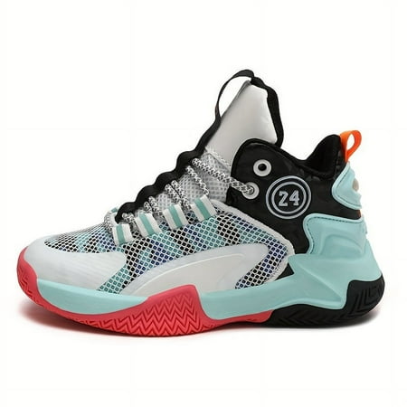 

Boy s Color Block Basketball Shoes Comfy Breathable Non Slip Lace Up Shock Absorption Sneakers For Indoor/Outdoor Training Running Walking