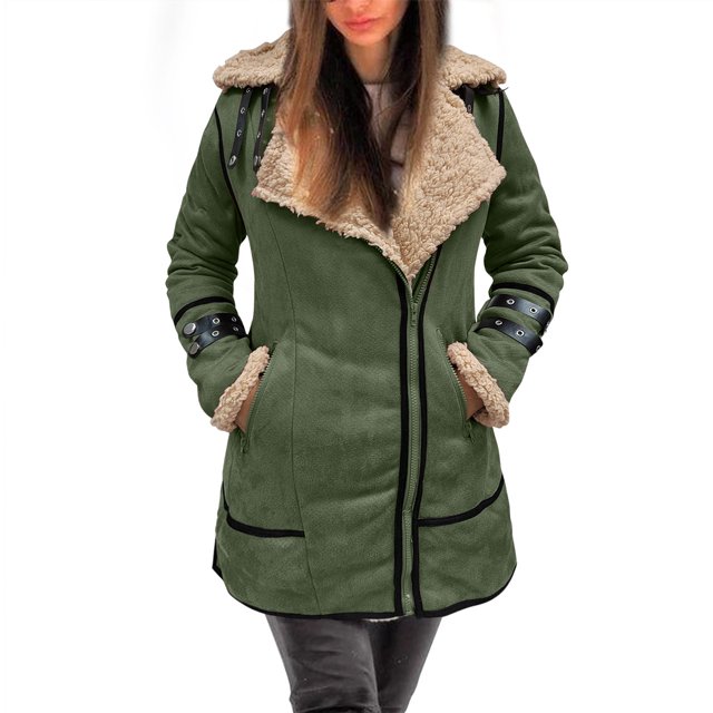 Gibobby Chaquetas de ligera Abrigo de invierno de talla grande para hombre, chaqueta de cuero acolchada de manga larga con cuello de solapa, abrigo grueso Vintage, chaqueta de de oveja (Verde, S)