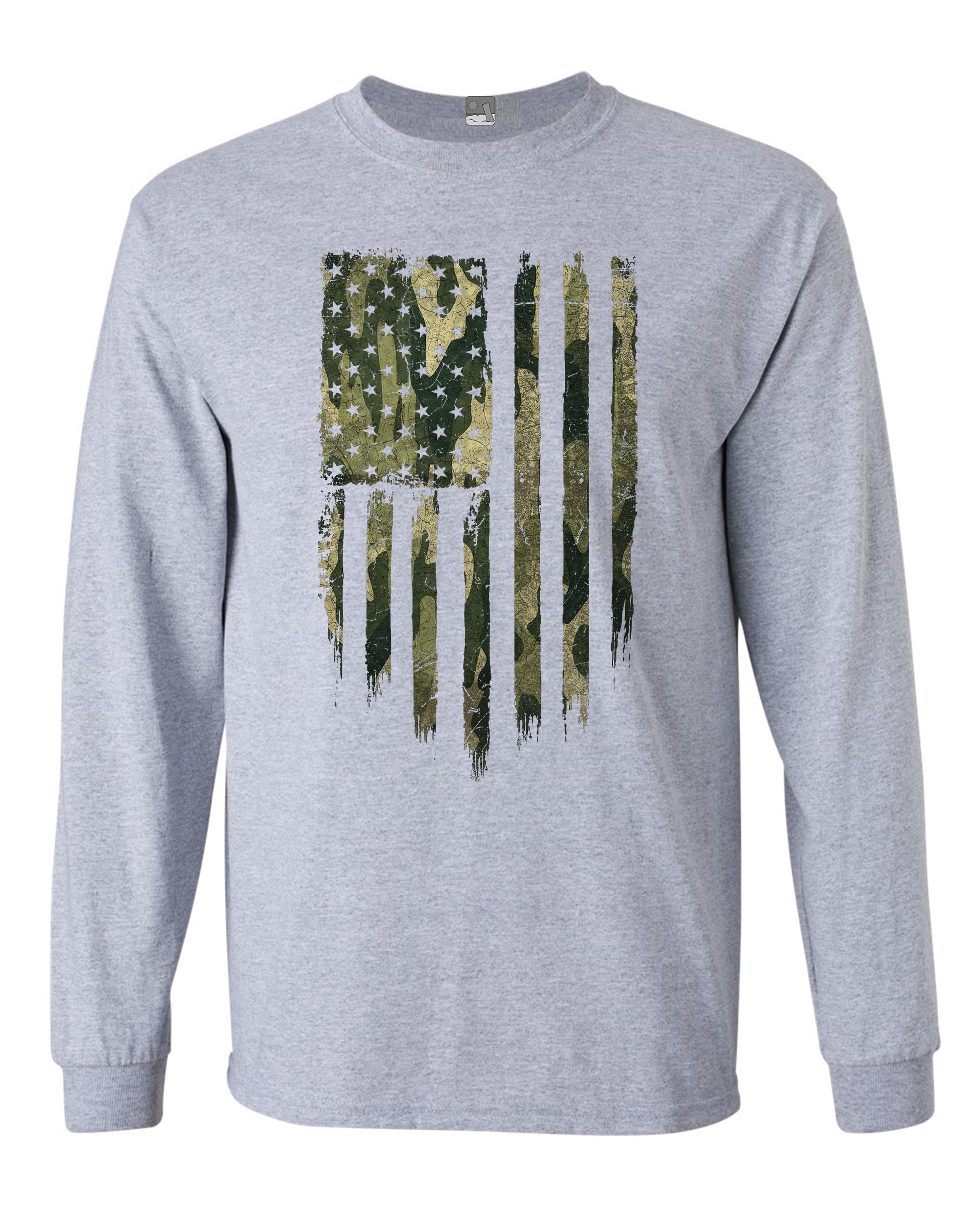 Long Sleeve Adult T-Shirt Camo Camouflage American Flag Patriotic ...