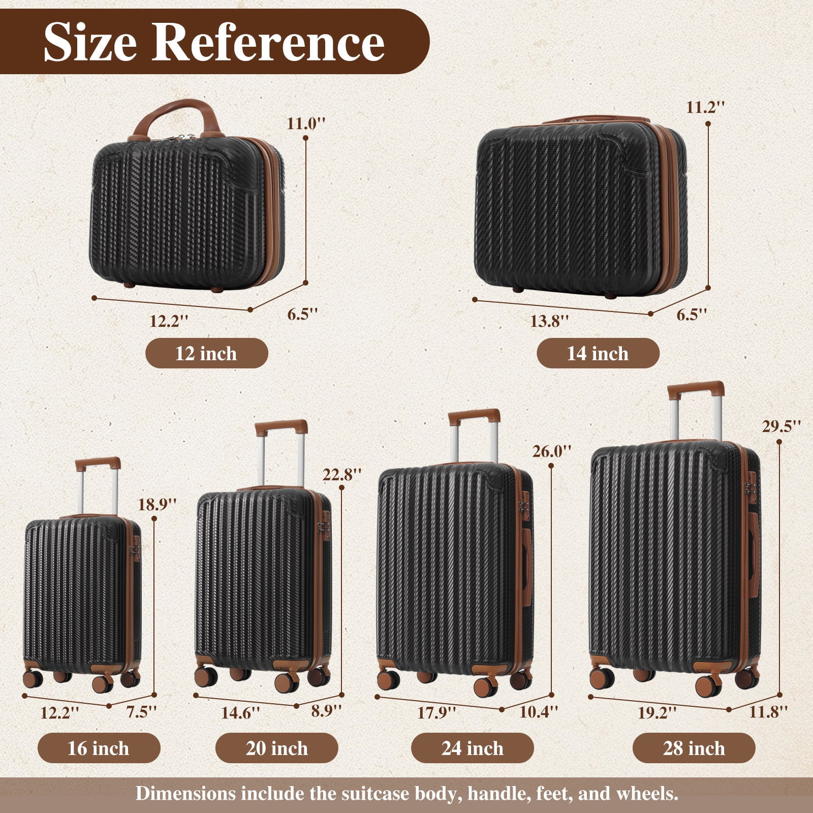 Euroco 2 Piece Luggage Sets, 20" Carry-On Luggage Set with TSA Lock & 360° Spinner Wheels,Lightweight Durable Travel Suitcase for Men Women,Black Brown