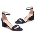 thumbnail image 5 of Zhabtuc Women's Low Chunky Heel Sandal Ankle Strap Open Toe Block heels Party Dress Shoes for Lady Navy Blue Size 8.5, 5 of 6