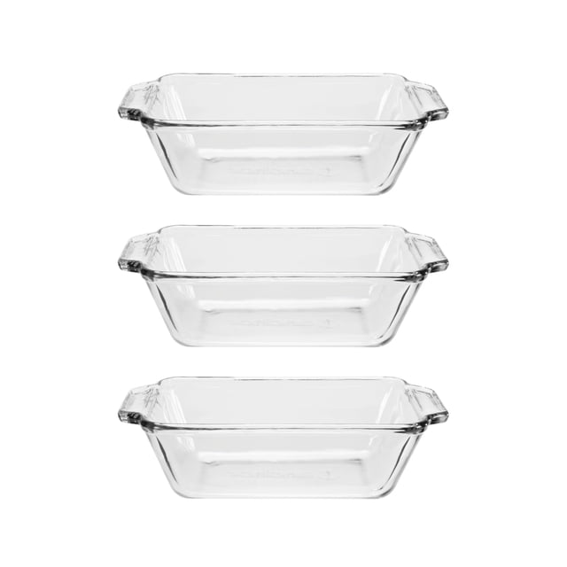 Molde para pan de vidrio Anchor Hocking 1,4 L, juego de 3