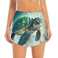 thumbnail image 2 of Sigee Watercolor Turtle1 for Women's Athletic Shorts High Waisted Running Shorts Pocket Sporty Short Gym Elastic Workout ShortsMedium, 2 of 9