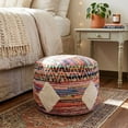 thumbnail image 2 of LR Home Round Rainbow Striped Shag Diamond Pouf Ottoman, 14" H x 18" W, 2 of 4