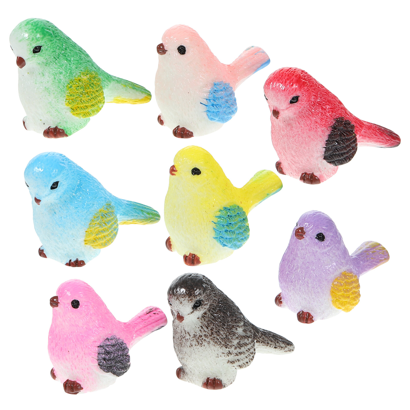 8Pcs Simulation Bird Resin Bird Craft Ornament Garden Tree Fake Bird