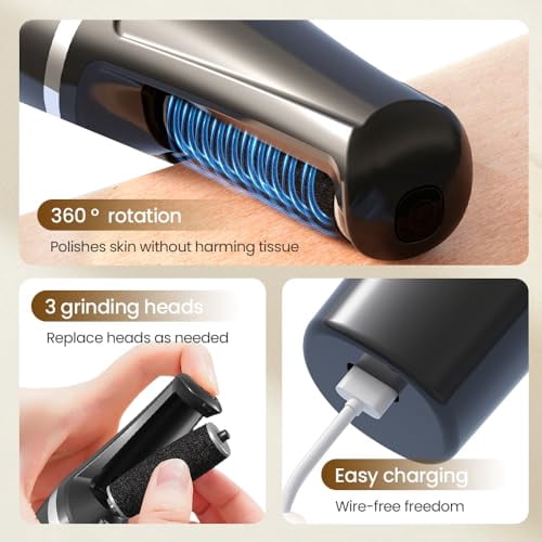 Electric Callus Removers for Feet, 2026 Upgraded Rechargeable Portable Electric Foot Callus Remover Pedicure Kits, Removes Dry Skin for Smoother Feet, for Feet & Hands, Assorted