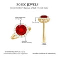 thumbnail image 5 of Rosec Jewels Certified Lab Grown Ruby Engagement Ring with Halo - Round Ruby Diamond Ring for Women (8 mm, AAAA Quality), 14K Yellow Gold, US 3.50, 5 of 8
