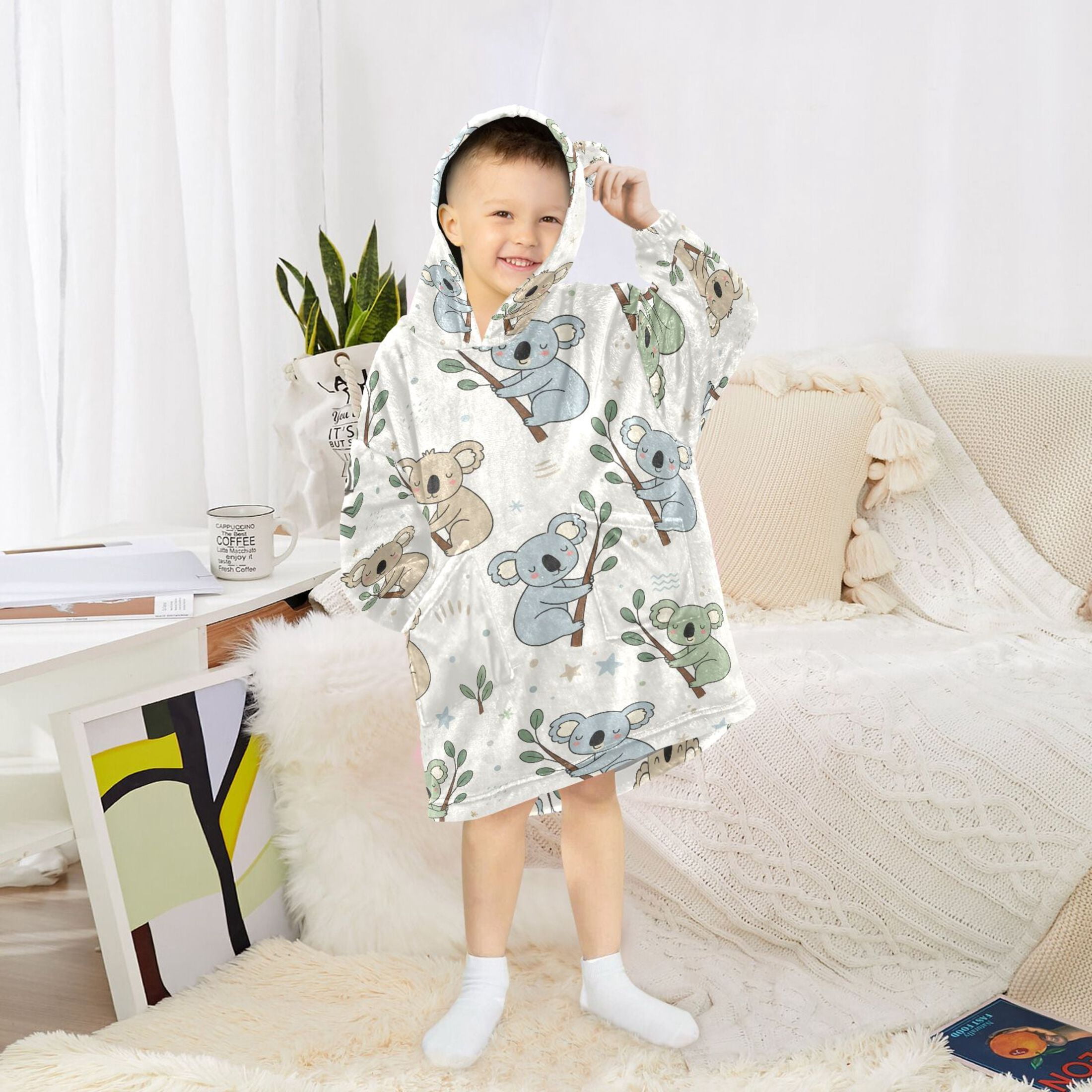 joogoo Blanket Hoodie Cute Koala for Oversize Sweatshirt Boys Girls 3-14 YR L