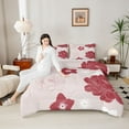 thumbnail image 4 of Manfei Cute Flower Floral Bedding Comforter Set,Retro Minimalism Aesthetic Twin Comforter Sets,Red Pink Bedding Set For Kids,Luxury Bedroom Decor Reversible,2pcs, 4 of 8