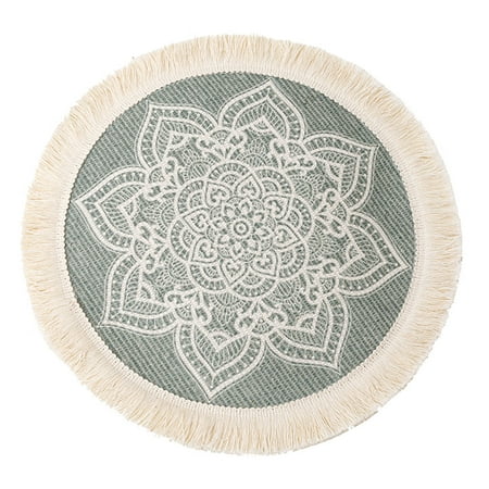 

HizoeChu Neutral Place Mat for Dining Table | Heat Resistant Neutral Woven Place Mat | Cotton Woven Mandala Tassels