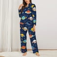 thumbnail image 3 of Wukai Planets and Stars Print Women's Pajama Set - Soft Long Sleeve Sleepwear for Comfort and Style-Small, 3 of 9
