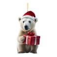 thumbnail image 2 of Clearance! Christmas Bear with Santa Hat Decor Acrylic Xmas Christmas Decorations for Tree 2D Flat Hanging Pendant Santa for Tiny Christmas Tree Funny New Year Christmas Tree Orna, 2 of 3