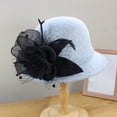 thumbnail image 4 of Sales Today Under $5 Grey Ladies Hats GIJNRIUIUA Women Felt Hat Steampunk Style Vintage Costume Dress Hat Fisherman Hat Autumn and Winter Elegant Net Round Top Bucket Hat Sun Hats, 4 of 5