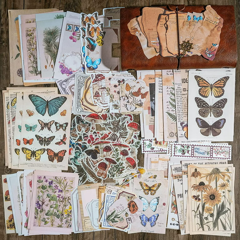 Vintage Scrapbook Supplies Pack (200 Pieces) for Junk Journal Bullet  Journals Planners Aesthetic Paper Stickers Craft Kits Cottagecore Collage  Album