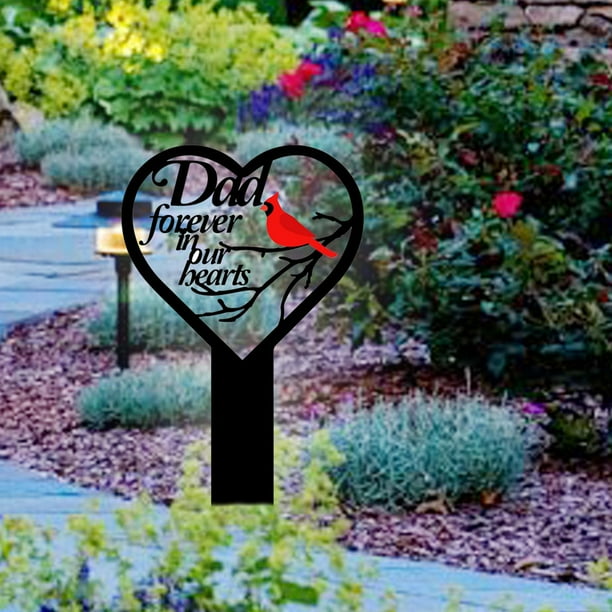 Placa conmemorativa del corazón, estaca para cementerio, letrero para tumba, marcador, placa de condolencia para Patio, patio trasero, funeral, césped Con pájaro