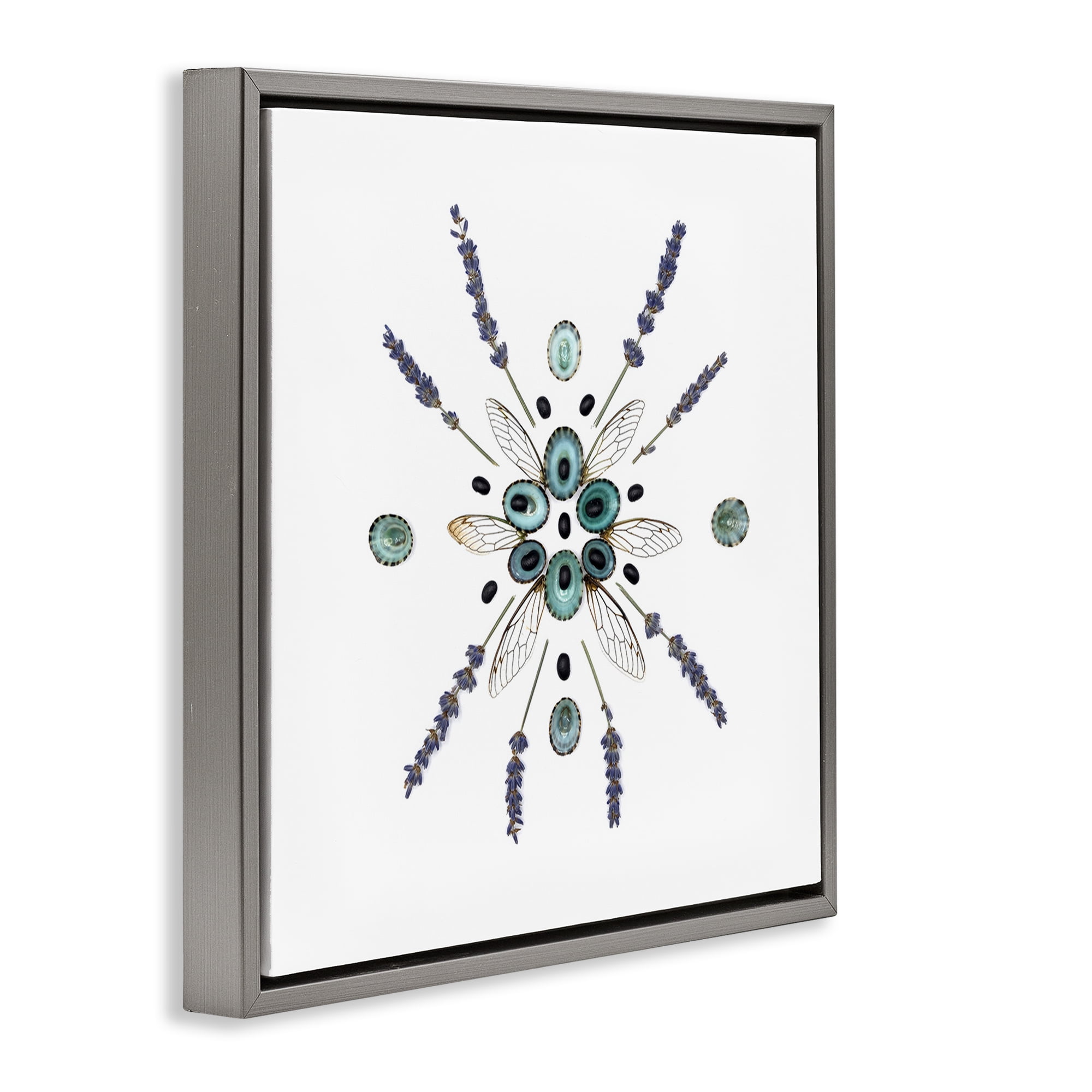 Stupell Industries Lavender & Delicate Wings Gray Framed Floater Canvas Wall Art, design by Beth Adoette