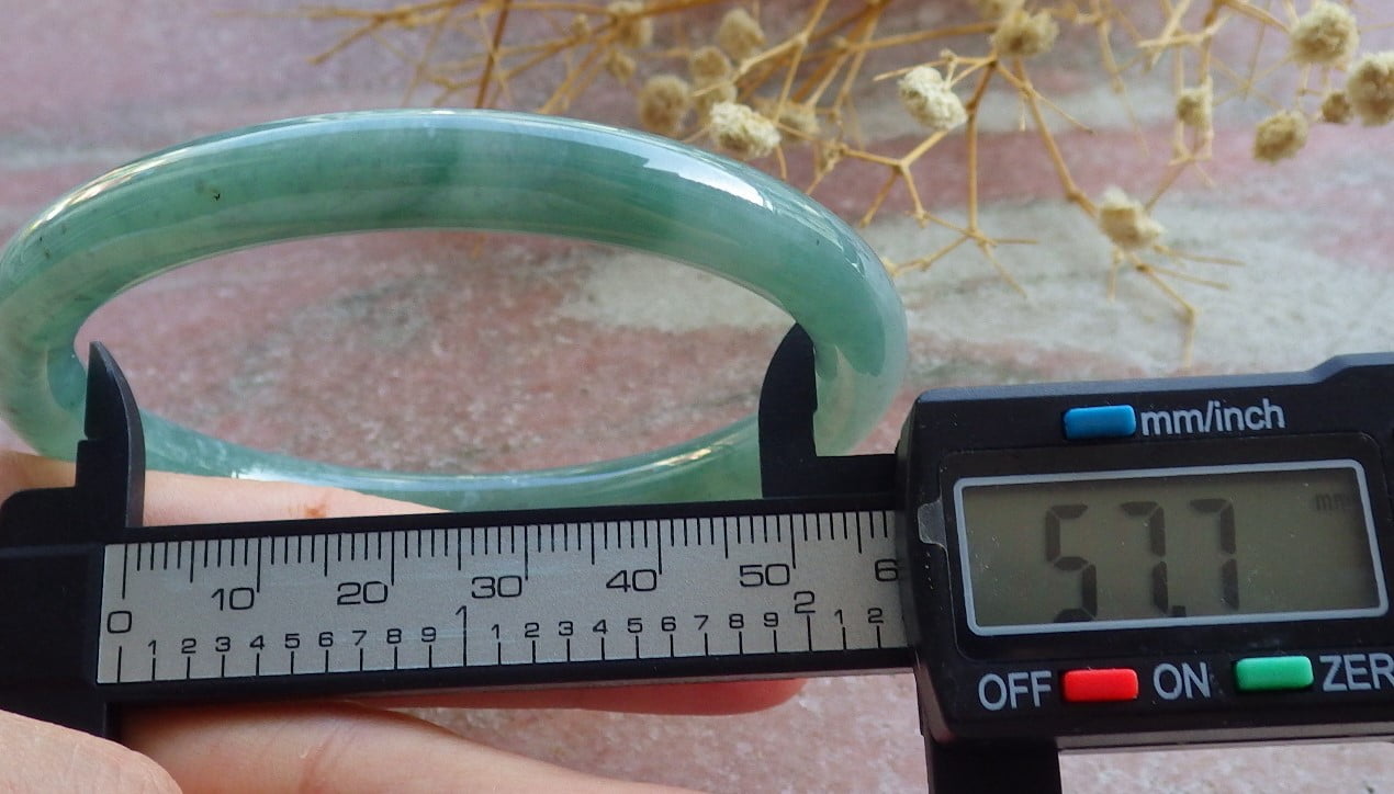 Icy Green Natural A JADE Jadeite Circle Bangle Bracelet 58 mm 683916 TN