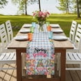 thumbnail image 4 of Table Runners 90 Inches Long Dress Scarves, Spring Gnomes Farmhouse Coffee/Dining/Kitchen Table Runner for Living Room, Farmhhouse Floral Botanical Blue Plaid 13x90 Inch, 4 of 9
