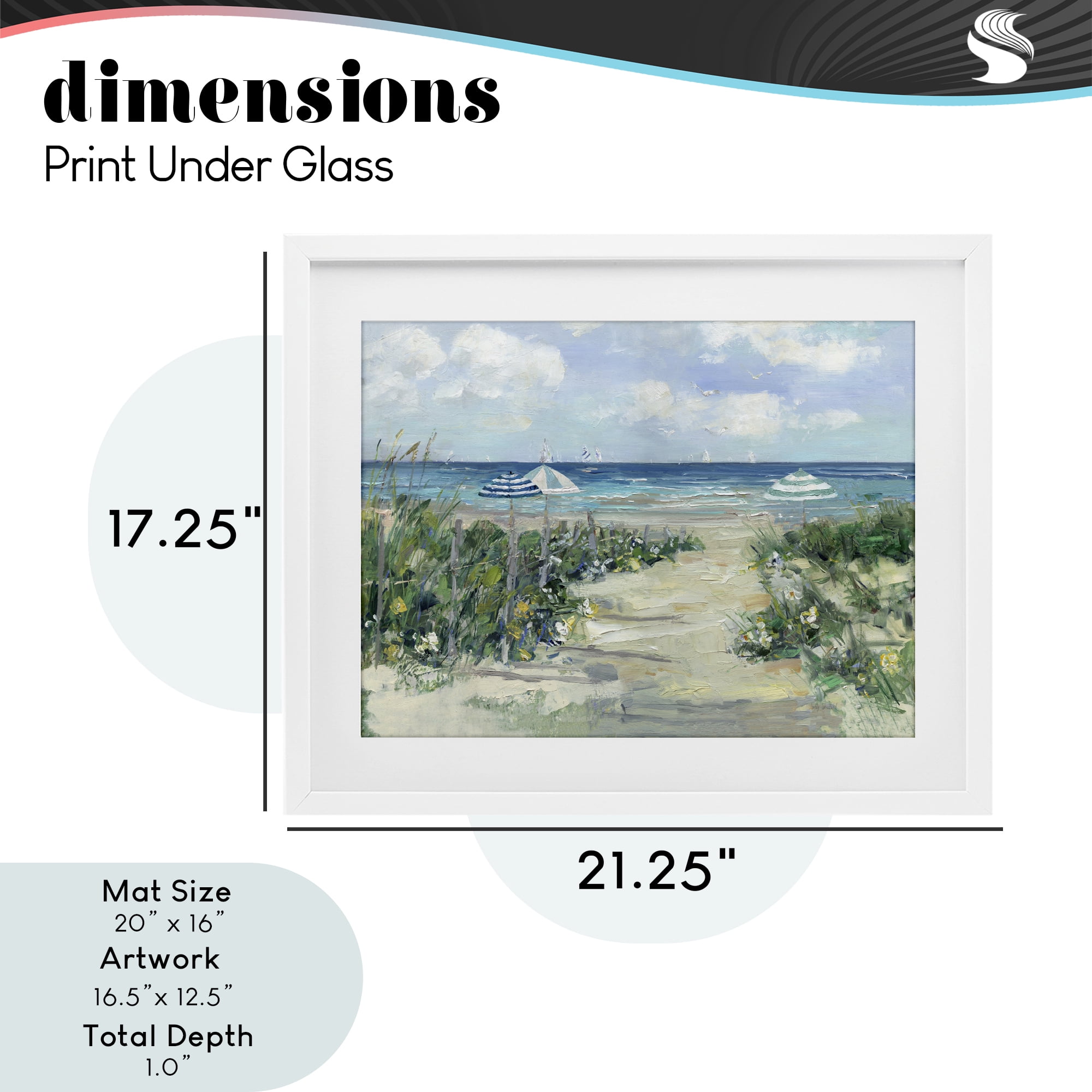 Stupell Industries Seaside Path To Striped Umbrellas White Framed Print Under Glass, design by Sally Swatland