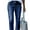 A Blue, variant on DOKOTOO Womens Straight Leg Jeans Classic Blue Strechy Raw Hem Jeans High Waisted Denim Pants