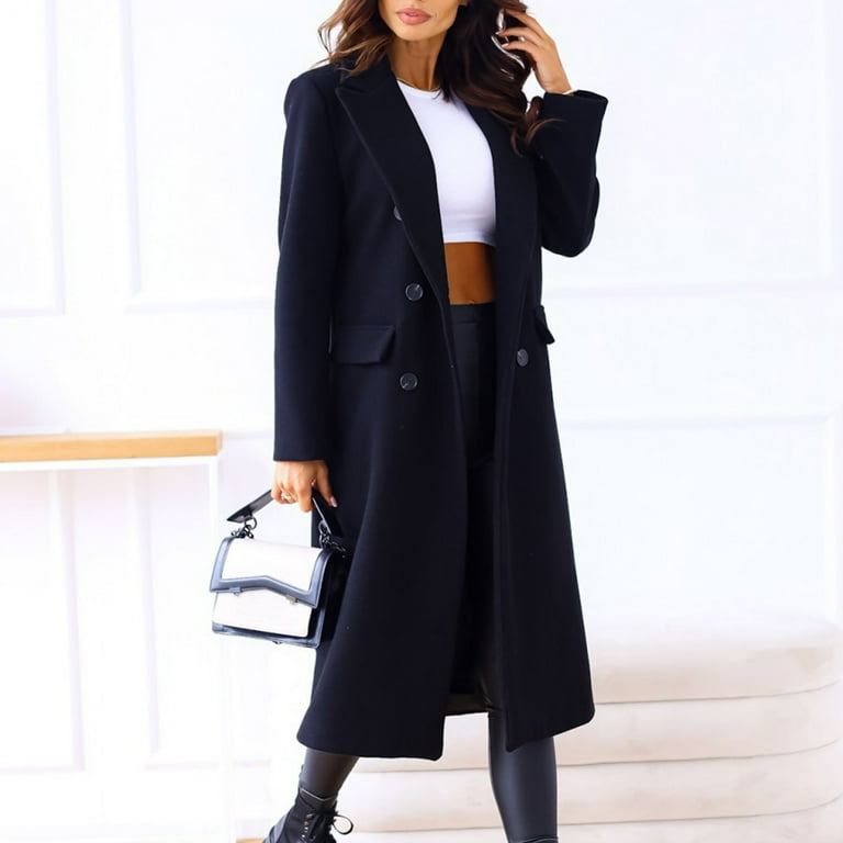 RQYYD Women's Double Breasted Wool Blend Peacoat, Mid-Long RQYYD Women's Double Breasted Wool Blend Peacoat, Mid-Long