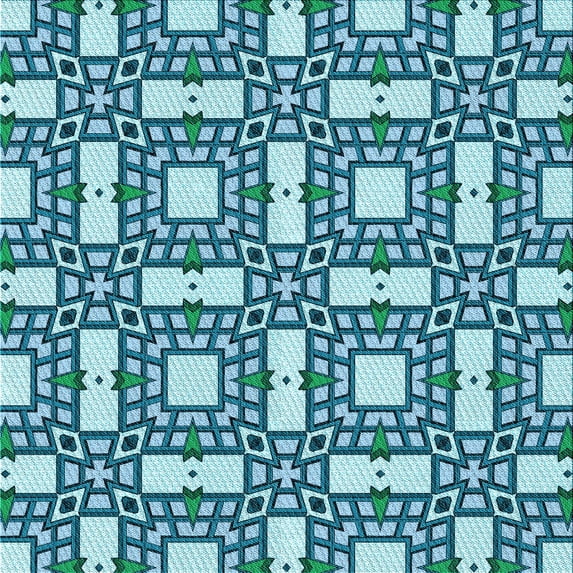 Ahgly Company Machine Washable Indoor Square Transitional Teal Green Area Rugs, 5' Square