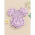 thumbnail image 3 of Musuos Baby Girl Cute Romper 0-24 Months Casual Short Puff Sleeve Floral Print Bodysuit Newborn Playsuit, 3 of 9