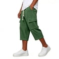 thumbnail image 5 of BiZtdJrK Mens Capri Sweatpants with Pockets Drawstring Elastic Waist Straight Leg Cargo Capris Loose Fit Comfy Solid Color Summer Pants Army Green M, 5 of 7