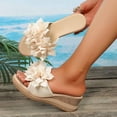 thumbnail image 2 of Xucatan Women's Slip On Wedge Sandals, Floral Decor Summer Beach Walking Footwear, Supportive Woven Heel with Non Slip Outsole Gift, 2 of 9