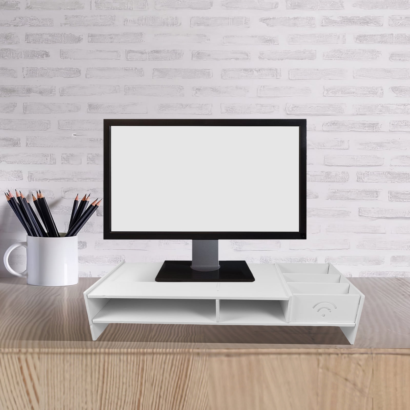 QIDITONG Monitor Stand Riser with Drawer for Desk Multi Purpose Laptop Stand for Home Office Desktop Organizer Shelf for Printer and Keyboard