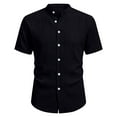 thumbnail image 7 of Blczomt Plain Mens Short Sleeve Shirts Casual Big & Tall Button Up Black Shirts Button Down Big and Tall Summer Tees for Men, 7 of 7
