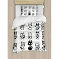 thumbnail image 3 of Cat Queen Size Duvet Cover Set, Hand Drawn Sketchy Cats with Happy Face Gestures Comic Creatures Funny Art Print Image, Decorative 3 Piece Bedding Set with 2 Pillow Shams, Black White, by Ambesonne, 3 of 3