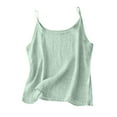 thumbnail image 3 of Delliss Women's Lightweight Crew Neck Fashion Camisole Cotton Linen Loose Plus Size Tank Tops Green XXXXL, 3 of 7