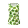 thumbnail image 4 of Xecao Green Kiwi print women's scoop neck, loose-fit workout tank tops for the gym., 4 of 9
